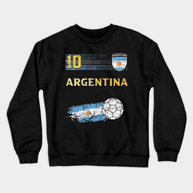 Argentina Soccer Fans Jersey Argentinian Flag Football Lovers Crewneck Sweatshirt by TeeBlade